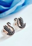  Swarovski Swan stud earrings Swan, Black, Rose gold-tone plated 
