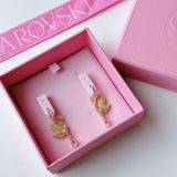  Khuyên Swarovski Iconic Swan Drop, Swan, Yellow, Gold-Tone Plated 