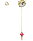  Zodiac Tiger drop earrings Asymmetrical design, Tiger, Long, Multicolored, Gold-tone plated 