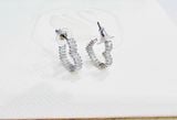  Matrix hoop earrings Heart, Small, White, Rhodium plated 