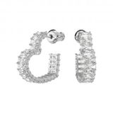  Matrix hoop earrings Heart, Small, White, Rhodium plated 
