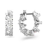  Khuyên tai Swarovski Ortyx trắng - Swarovski Ortyx hoop earrings Triangle cut, Small, White, Rhodium plated 