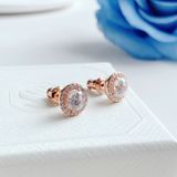  Una Angelic stud earrings Round cut, Pavé, White, Rose gold-tone plated 