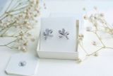  Khuyên tai Swarovski Volta trắng - Swarovski Volta stud earrings Bow, Small, White, Rhodium plated 
