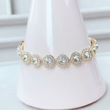  Lắc tay Swarovski Angelic màu vàng - Swarovski Angelic bracelet Round cut, Pavé, Medium, White, Gold-tone plated 