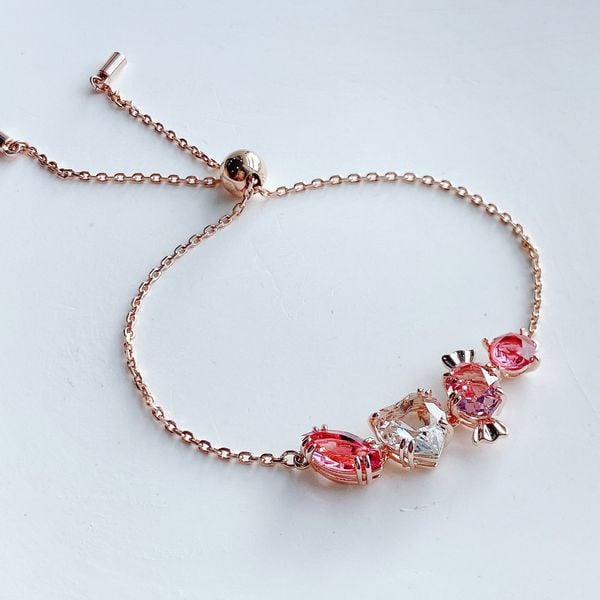  Lắc tay Swarovski Gema 520 kẹo ngọt màu vàng hồng - Swarovski Gema 520 bracelet Candy, Pink, Rose gold-tone plated 