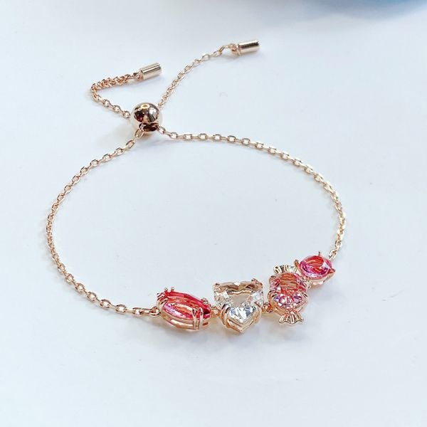  Lắc tay Swarovski Gema 520 kẹo ngọt màu vàng hồng - Swarovski Gema 520 bracelet Candy, Pink, Rose gold-tone plated 