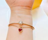  Chroma bangle Heart, Red, Gold-tone plated 