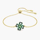  Lắc tay Swarovski cỏ bốn lá xanh - Swarovski Idyllia bracelet Mixed cuts, Clover, Green, Gold-tone plated 
