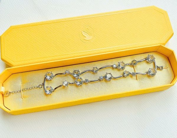  Constella double bangle Round cut, White, Rhodium plated 