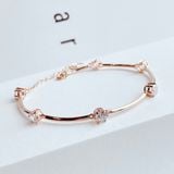  Lắc tay Swarovski Constella màu vàng hồng - Swarovski Constella bangle Round cut, White, Rose gold-tone plated 