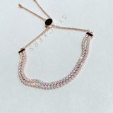 Lắc đá đôi Swarovski màu trắng/ vàng hồng - Swarovski Subtle bracelet Round cut, White, Rhodium plated 