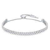  Lắc đá đôi Swarovski màu trắng/ vàng hồng - Swarovski Subtle bracelet Round cut, White, Rhodium plated 