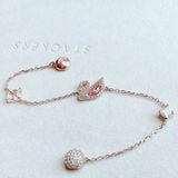  Lắc tay Swarovski dazzling hồng size S - Dazzling Swan bracelet Magnetic closure, Swan, Pink, Rose gold-tone plated 