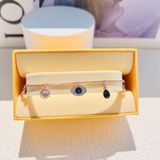  Lắc tay Swarovski charm Infinity Evil eye vàng hồng - Swarovski Symbolic bracelet Infinity, evil eye and horseshoe, Blue, Rose gold-tone plated 