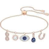  Lắc tay Swarovski charm Evil eye - Swarovski Symbolic bracelet Infinity, evil eye and horseshoe, Blue, Rose gold-tone plated 