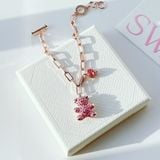  Lắc tay Teddy Swarovski vàng hồng siêu cute - Swarovski Teddy bracelet Bear, Pink, Rose gold-tone plated 