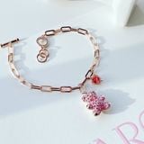  Lắc tay Teddy Swarovski vàng hồng siêu cute - Swarovski Teddy bracelet Bear, Pink, Rose gold-tone plated 