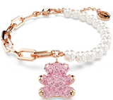  Lắc tay gấu Teddy hồng mix ngọc trai - Swarovski bracelet Bear, Pink, Rose gold-tone plated 