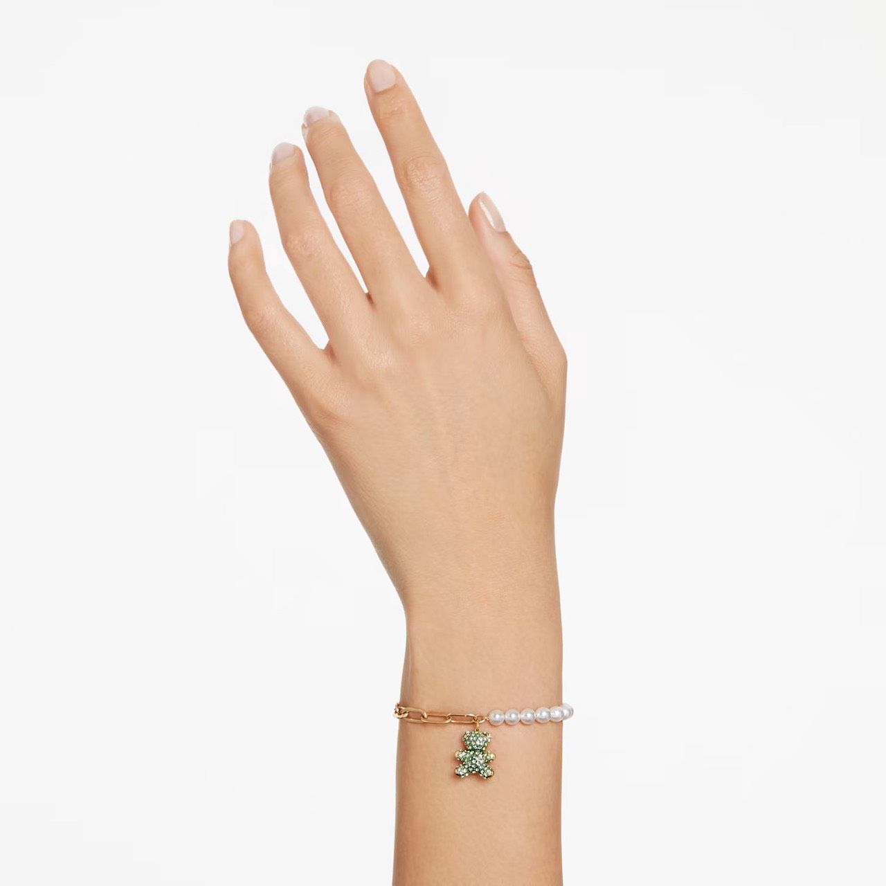  Lắc tay Swarovski gấu Teddy xanh - Swarovski Teddy bracelet Bear, Green, Gold-tone plated 