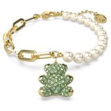  Lắc tay Swarovski gấu Teddy xanh - Swarovski Teddy bracelet Bear, Green, Gold-tone plated 
