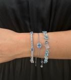  Lắc tay Swarovski Gema mix màu trắng, xanh - Swarovski Gema bracelet Mixed cuts, Blue, Rhodium plated 