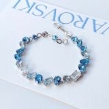  Lắc tay Swarovski Gema mix màu trắng, xanh - Swarovski Gema bracelet Mixed cuts, Blue, Rhodium plated 