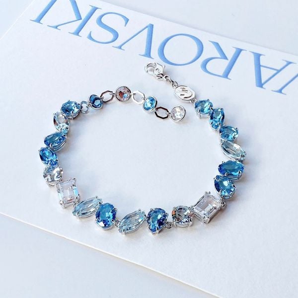  Lắc tay Swarovski Gema mix màu trắng, xanh - Swarovski Gema bracelet Mixed cuts, Blue, Rhodium plated 