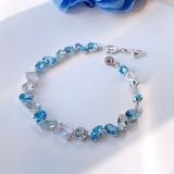  Lắc tay Swarovski Gema mix màu trắng, xanh - Swarovski Gema bracelet Mixed cuts, Blue, Rhodium plated 