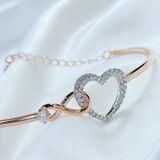  Lắc tay Swarovski Infinity tim màu vàng hồng - Swarovski Infinity bangle Infinity and heart, White, Mixed metal finish 