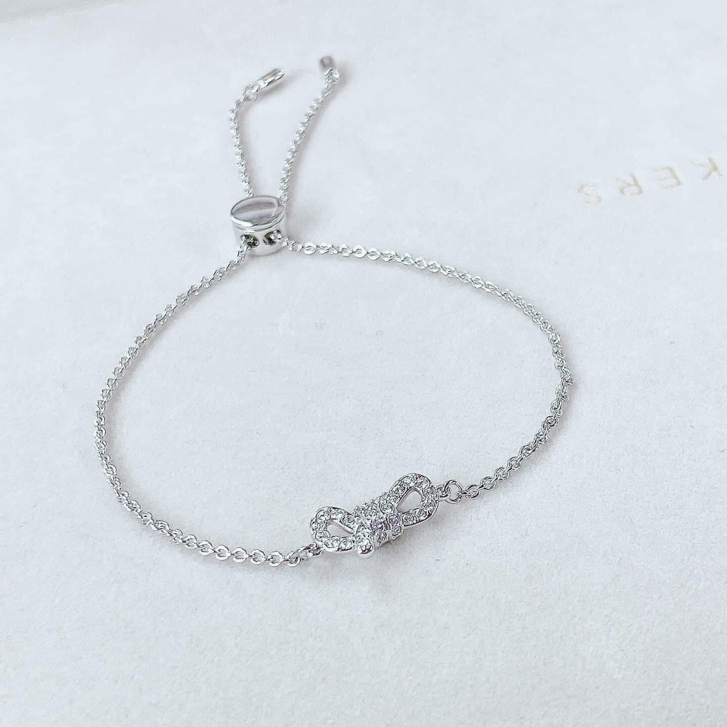  Lắc tay nơ trắng Swarovski - Swarovski Lifelong Bow bracelet Bow, White, Rhodium plated 