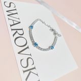  Lắc tay Swarovski Matrix mix màu trắng, xanh - Swarovski Matrix Tennis bracelet Mixed cuts, Blue, Rhodium plated 