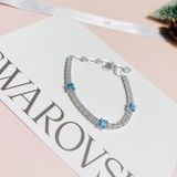  Lắc tay Swarovski Matrix mix màu trắng, xanh - Swarovski Matrix Tennis bracelet Mixed cuts, Blue, Rhodium plated 