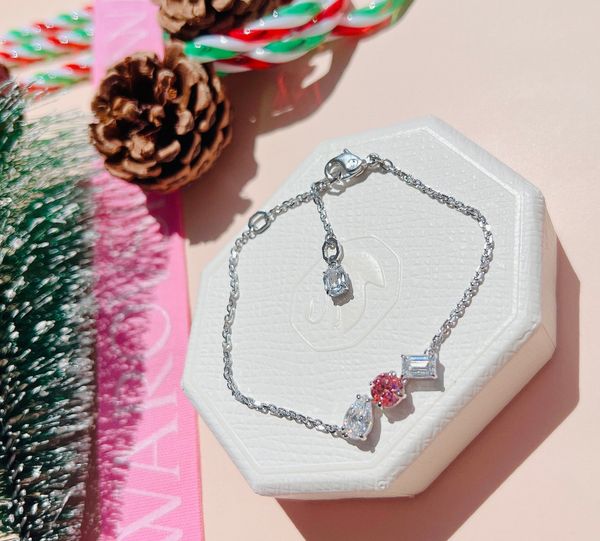  Lắc tay Swarovski Mesmera màu trắng - hồng - Swarovski Mesmera bracelet Mixed cuts, Pink, Rhodium plated 