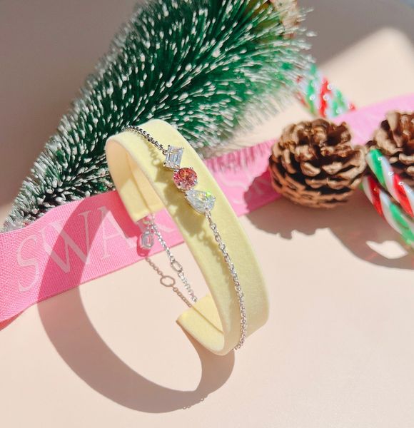  Lắc tay Swarovski Mesmera màu trắng - hồng - Swarovski Mesmera bracelet Mixed cuts, Pink, Rhodium plated 