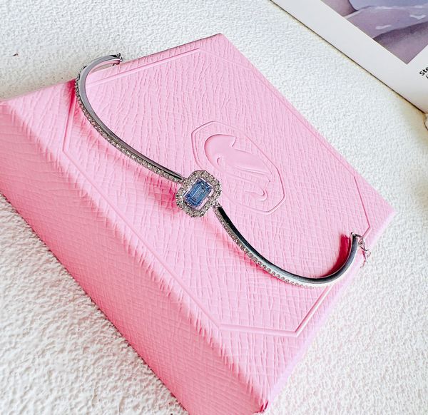  Lắc tay Swarovski Millenia đá nhảy xanh - Swarovski Millenia bangle Octagon cut, Pavé, Blue, Rhodium plated 