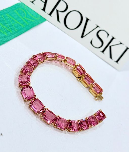  Millenia Tennis bracelet Octagon cut, Pink, Gold-tone plated 