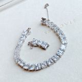  Lắc tay Swarovski Millenia giác cắt vuông màu trắng  - Swarovski Millenia bracelet Square cut, Small, White, Rhodium plated 