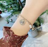 Lắc thiên nga gold charm Swarovski - Swarovski Vintage Swan Gold Tone Dark Multi Colored Crystal Bracelet 
