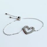  Lắc tay thiên nga chụm đầu Swarovski màu trắng - Swarovski Una bracelet Heart, Medium, White, Rhodium plated 