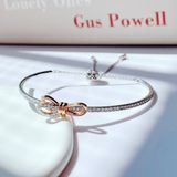 Lắc nơ Lifelong Swarovski màu trắng mix vàng hồng - Swarovski Lifelong Bow bangle Bow, White, Mixed metal finish 