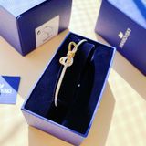  Lắc nơ Lifelong Swarovski màu trắng mix vàng hồng - Swarovski Lifelong Bow bangle Bow, White, Mixed metal finish 