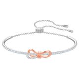  Lắc nơ Lifelong Swarovski màu trắng mix vàng hồng - Swarovski Lifelong Bow bangle Bow, White, Mixed metal finish 