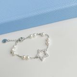  Lắc tay Swarovski Stella ngôi sao mix ngọc trai  - Swarovski Stella bracelet Pavé, Star, White, Rhodium plated 