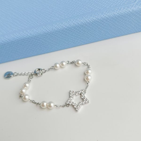  Lắc tay Swarovski Stella ngôi sao mix ngọc trai  - Swarovski Stella bracelet Pavé, Star, White, Rhodium plated 