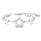  Lắc tay Swarovski Stella ngôi sao mix ngọc trai  - Swarovski Stella bracelet Pavé, Star, White, Rhodium plated 