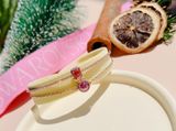  Lắc tay Swarovski Stilla tone tím - hồng - Swarovski Stilla bangle Mixed cuts, Pink, Rose gold-tone plated 