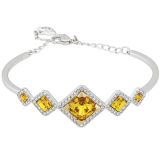  Lắc cứng Swarovski màu amber - Swarovski Carina Sunflower Amber Crystal Rhodium Plated Bangle 