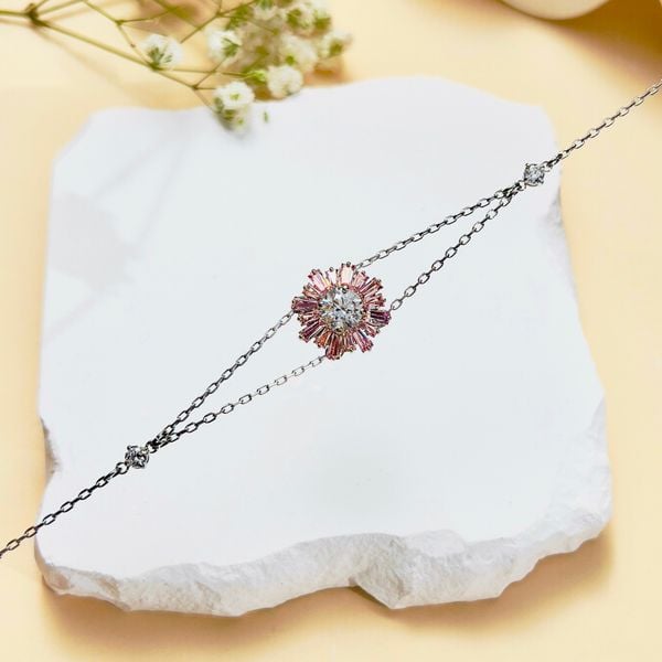  Lắc tay Swarovski Sunshine hồng - Swarovski Sunshine bracelet Mixed cuts, Sun, Pink, Rhodium plated 