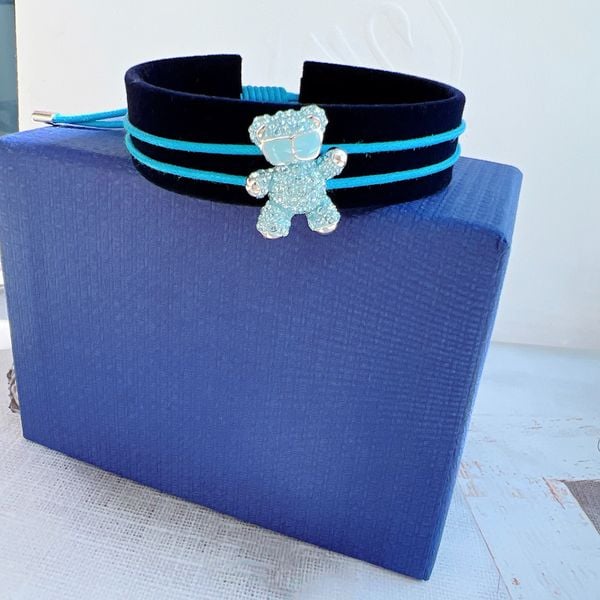  Lắc tay Swarovski gấu Teddy màu xanh - Swarovski Teddy bracelet Bear, Blue, Rhodium plated 